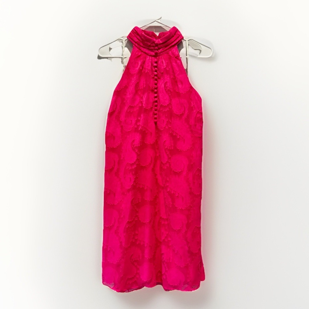 Lilly Pulitzer Quinn Halter High Neck Pink Textured Knotty Lace Feminine Sz S